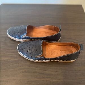 Spring Step Navy Leather Slip-On Shoes